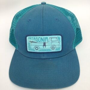 Patagonia Pickup Lines Snap Back Hat Cap Surfer Van Teal Blue Zachary Crawford